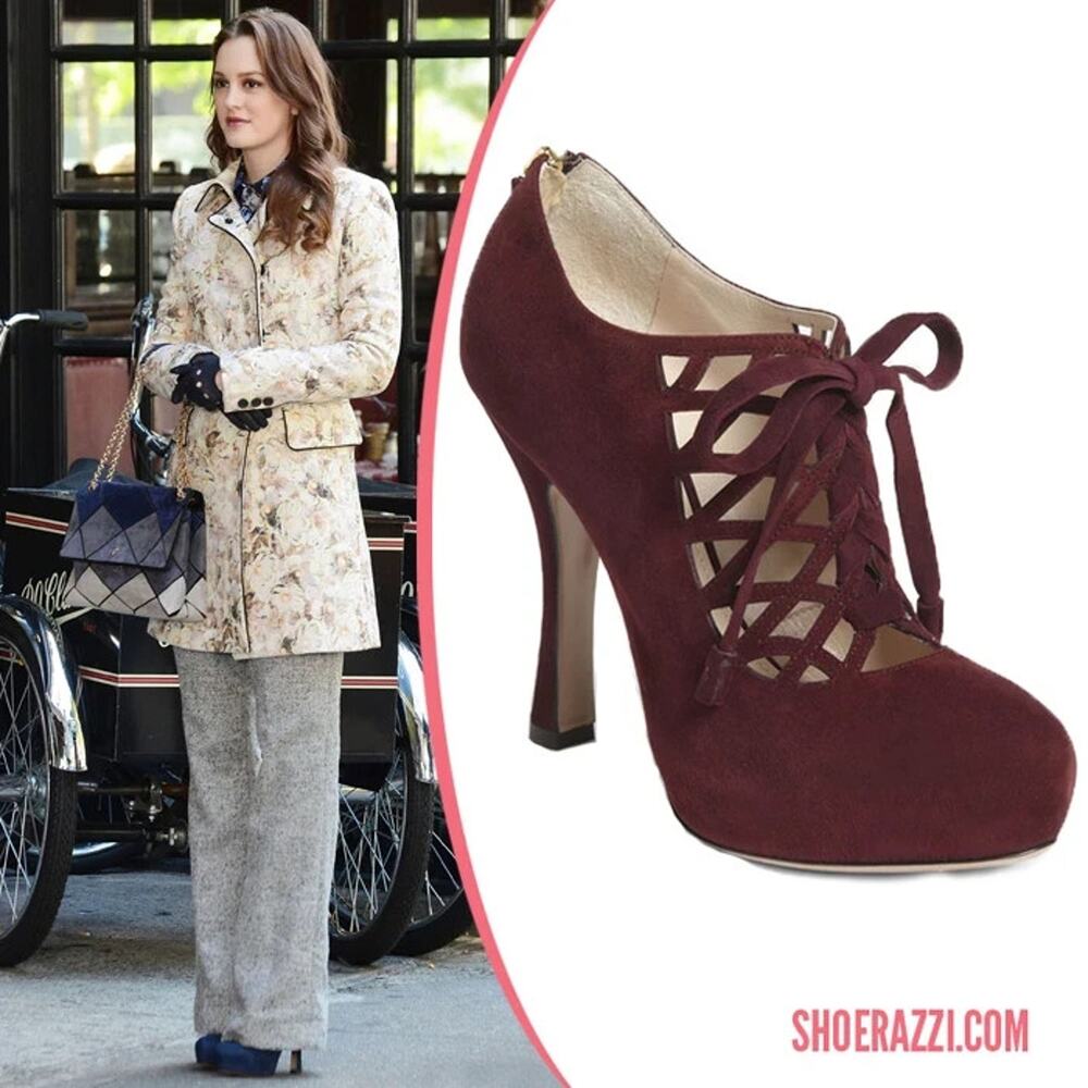NIB PRADA 1IP156 BURGUNDY SUEDE CAGE CORSET LACE UP BACK ZIP PLATFORM PUMPS 38.5